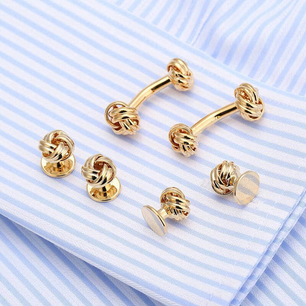 Diamday Cufflinks and Tuxedo Studs for Clothing for Men Stainless Steel Gold Cufflinks for Shirts and Ties Shirt Accessories Classic Tuxedo Buttons