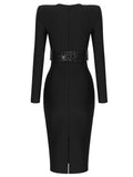 V-NECK LONG SLEEVE DRESS "HOLLYWOOD"