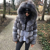 Fox Genuine Fur Coat and Hoodie "Rapper"-Fur coat-Pisani Maura-Pisani Maura